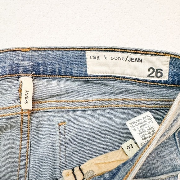 Rag & Bone Skinny Denim Jeans Light Wash W1502K520 SZ26 - Picture 6 of 7